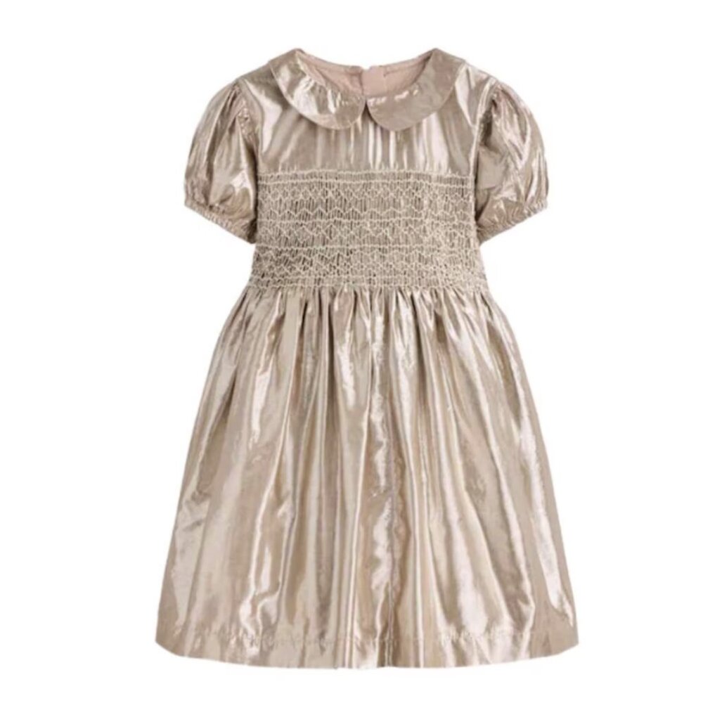 Mini Boden Gold Metallic Smocked Party Dress - Two Matching Sizes for Sisters!